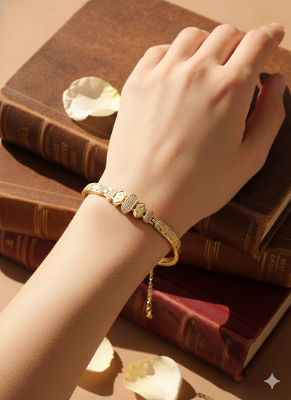 Micro Gold Plated AD Diamond Studded Fancy Designer Adjustable Bracelet