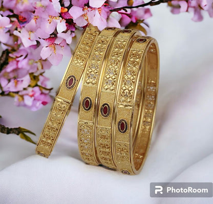 Set Of 4Pc Gold Plated Traditional Meenakari Bangles