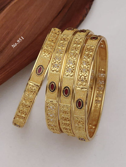 Set Of 4Pc Gold Plated Traditional Meenakari Bangles