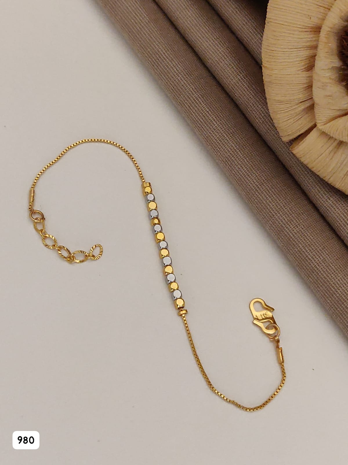 Micro Gold Plated Dual-Tone Beaded Chain & Bracelet Set