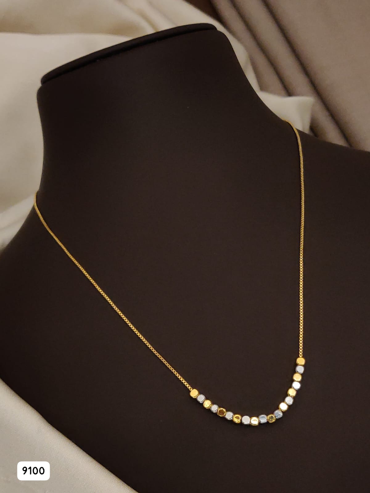 Micro Gold Plated Dual-Tone Beaded Chain & Bracelet Set