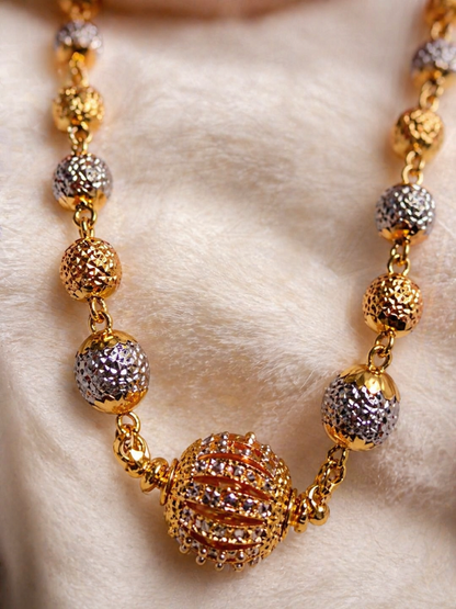Micro Gold Plated Floral & Beaded Pendant Necklace Combo for Women
