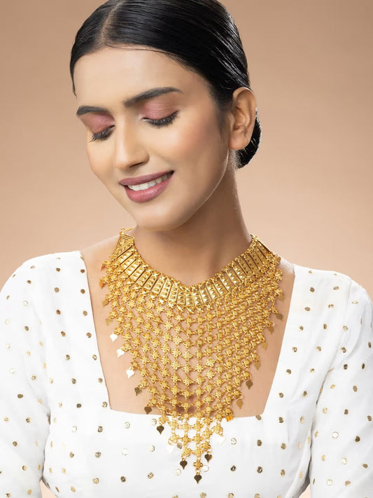 Micro Gold Plated Traditional Wear Classic Long Layered Necklace