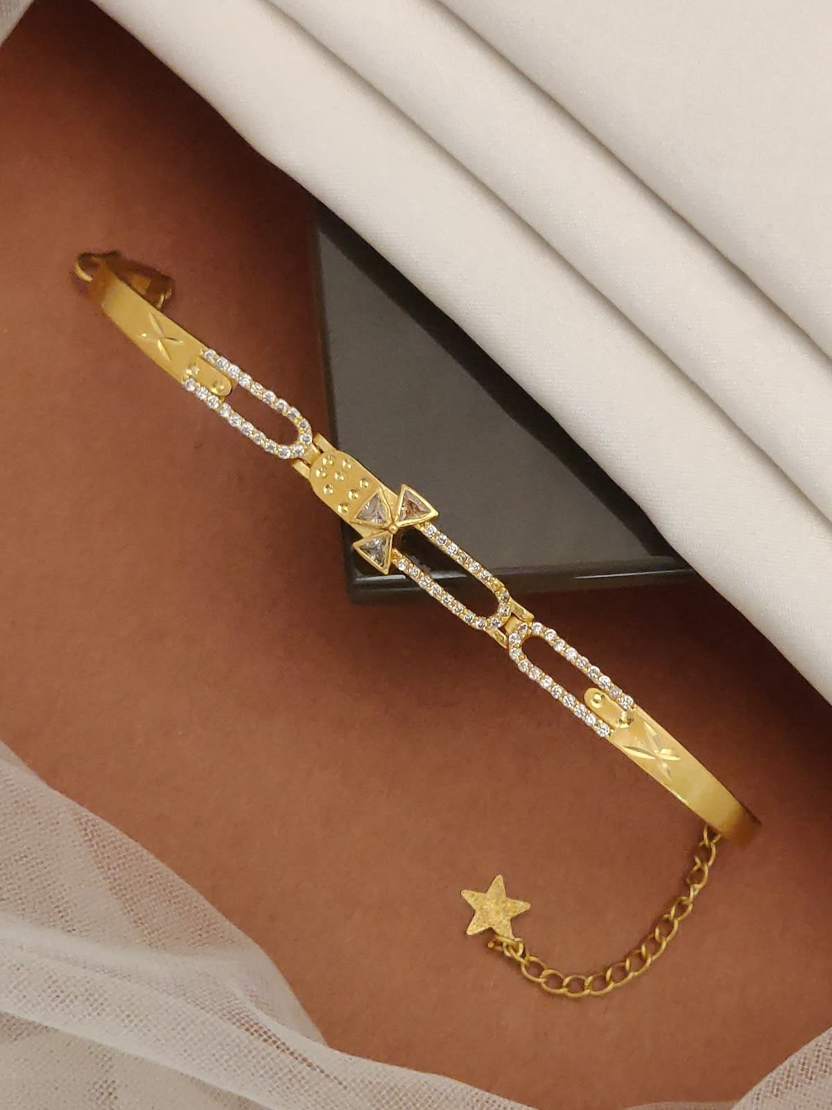 Micro Gold Plated AD Diamond Studded Ethnic Bracelet for Women