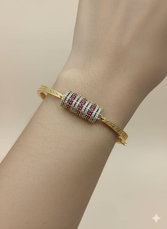 Micro Gold Plated Ad Diamond Studdedsquare Diamond Bracelet