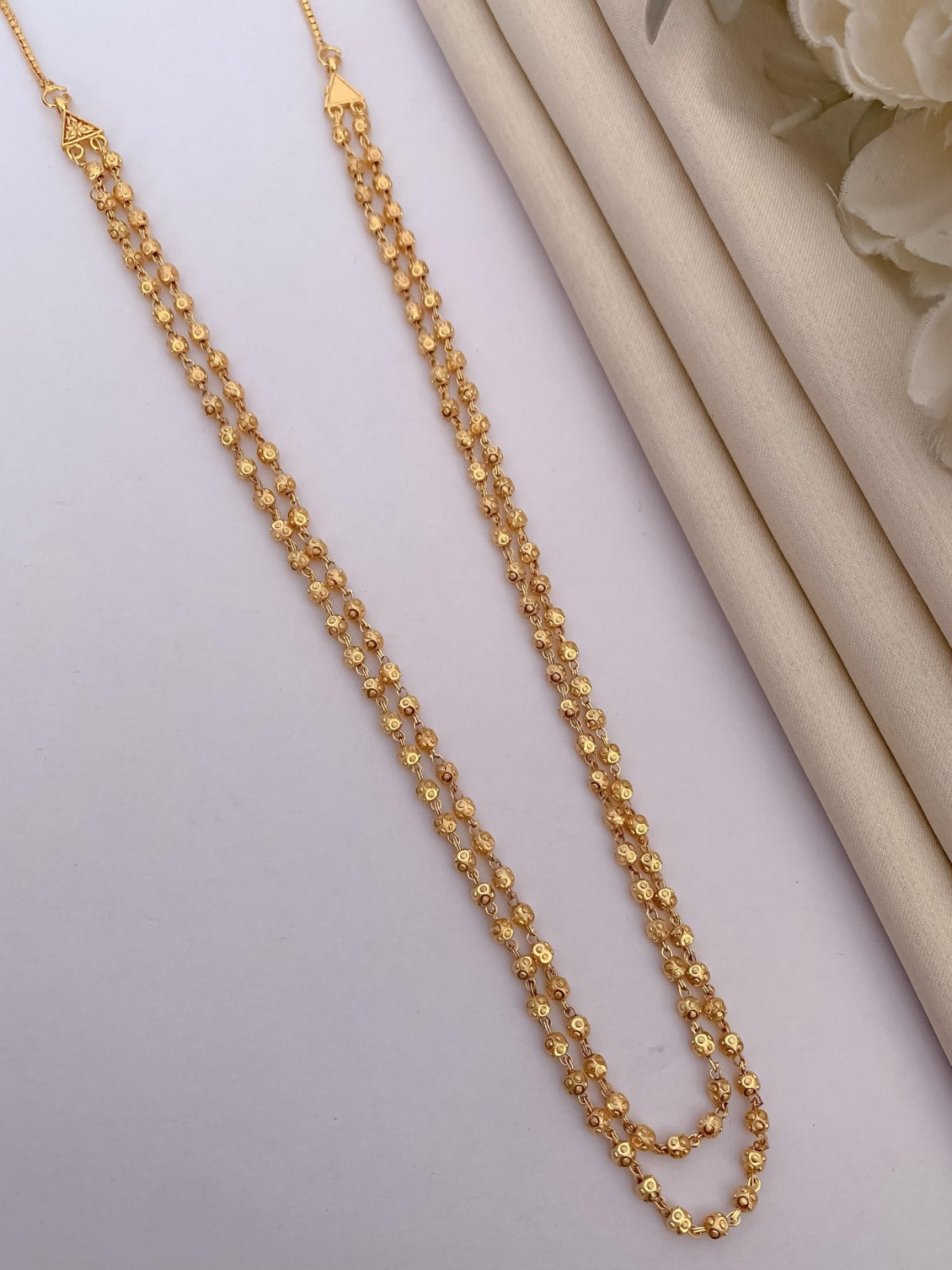 Micro Gold Plated Daily Wear 2 Layer Ball Mala Chain