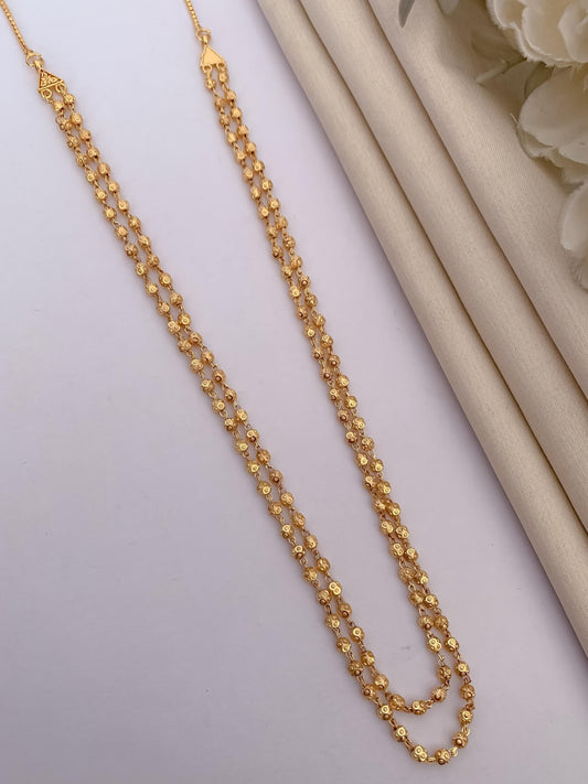 Micro Gold Plated Daily Wear 2 Layer Ball Mala Chain