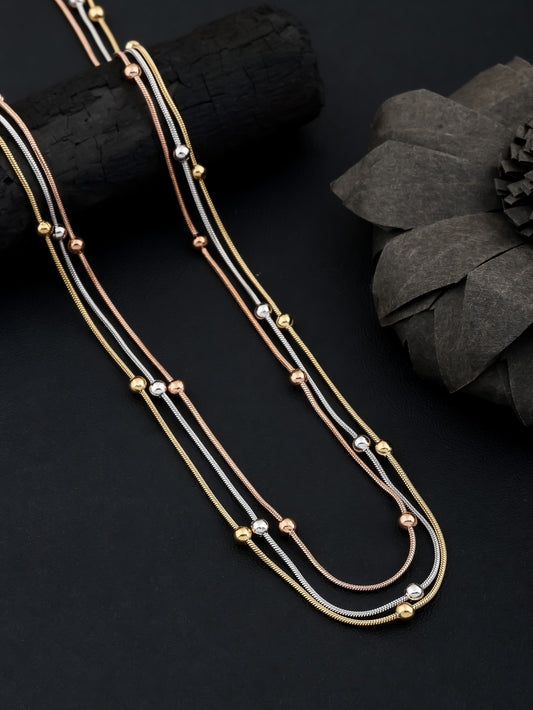Micro Gold Plated Daily Wear 3 Tone Fancy Ball Chain for Women