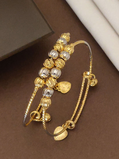 Micro Gold Plated Daily Wear Adjustable Ball Kadli For Women 2 Pcs