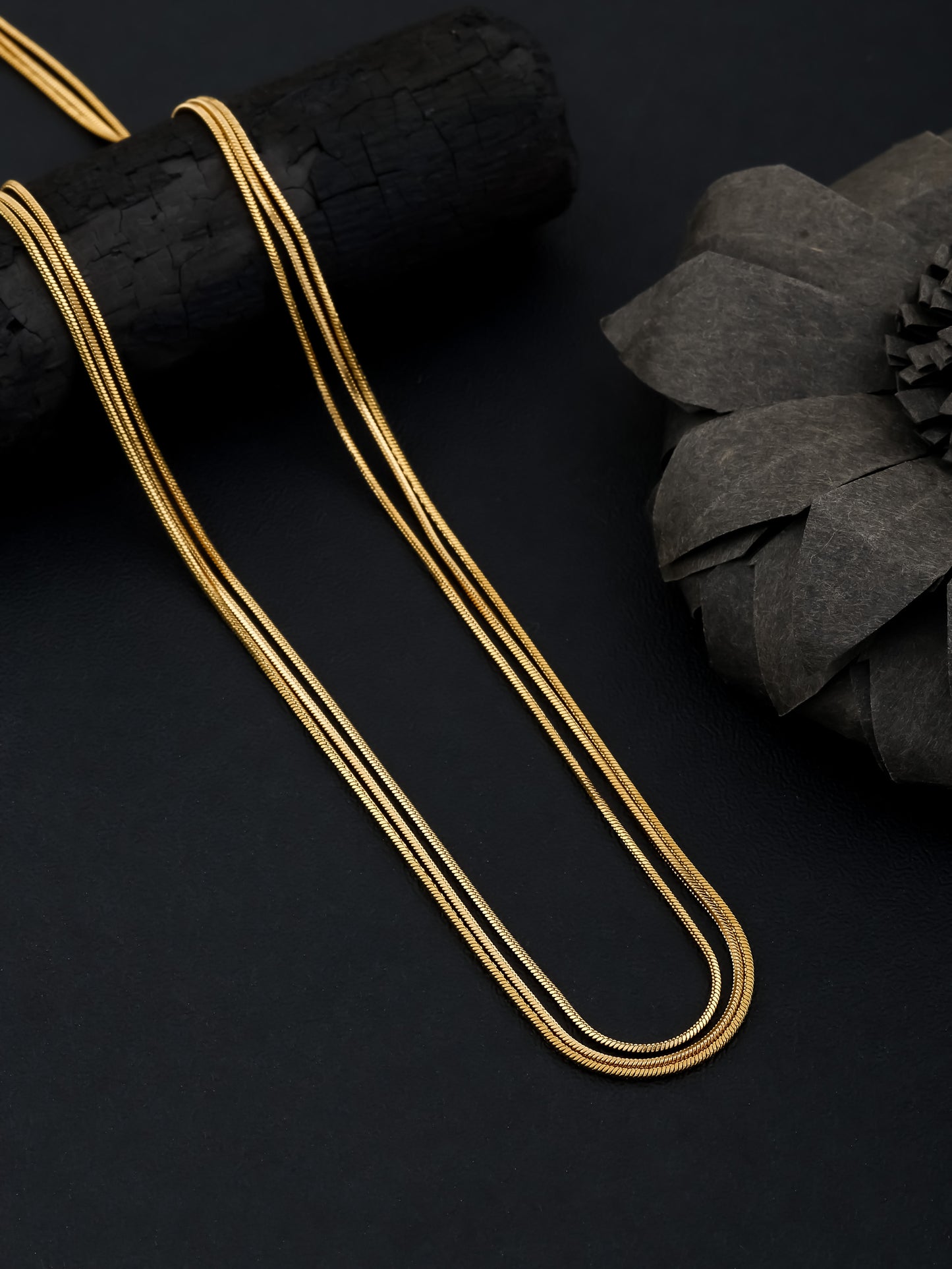 Micro Gold Plated Stainless Steel Fancy 3 Layer Chain
