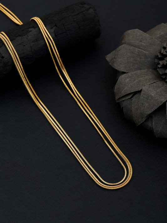 Micro Gold Plated Stainless Steel Fancy 3 Layer Chain