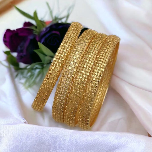 New Designer High Gold Plated Dot Design Fancy 4 Pcs Bangle For Women