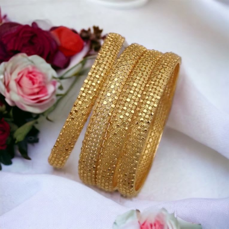 New Designer High Gold Plated Dot Design Fancy 4 Pcs Bangle For Women