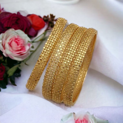 New Designer High Gold Plated Dot Design Fancy 4 Pcs Bangle For Women