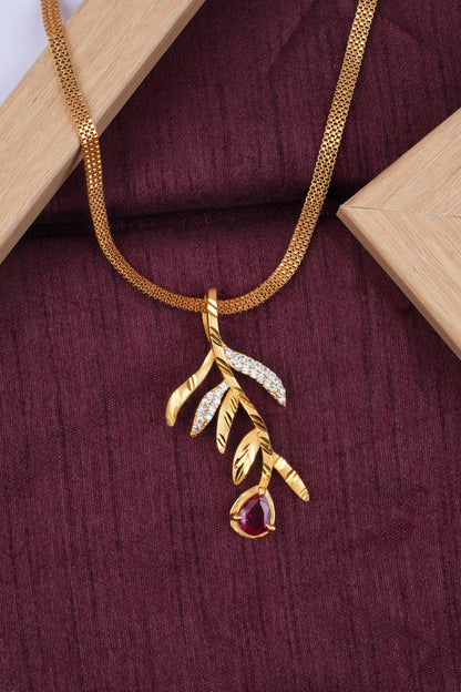 Ad Diamond Fancy Leaf Design Pendant Set With Matching Earrings