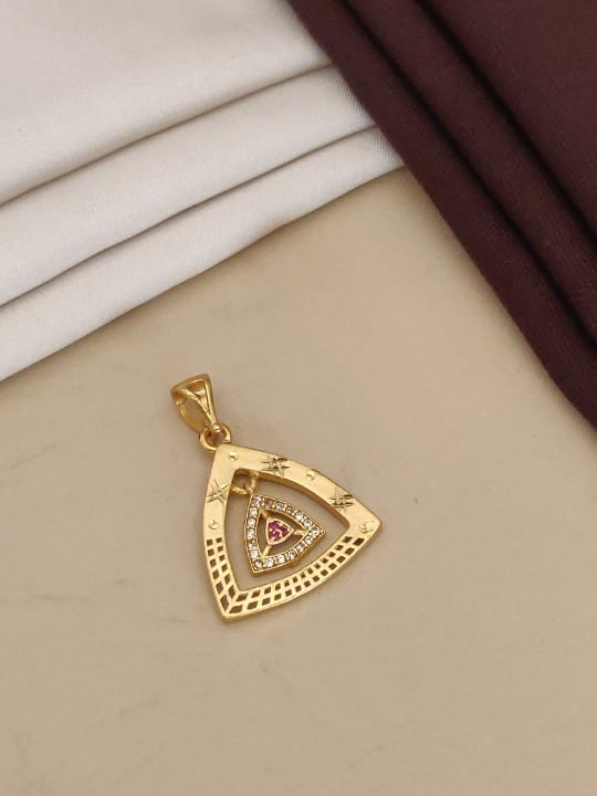 High Gold Plated Ad Diamond Studed Facy Triangle Pendent Set