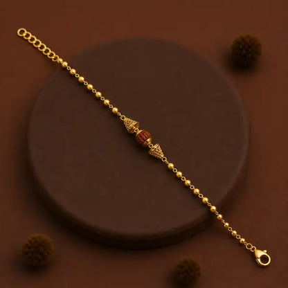 Premium Gold-Plated Rudraksha Beaded Rakhi Bracelet for Men