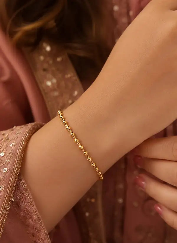 Premium Gold-Plated Beaded Bracelet for Women | Elegant Minimalist Daily Wear Bracelet