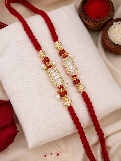 Premium Gold-Plated Designer Red Thred  Rakhi