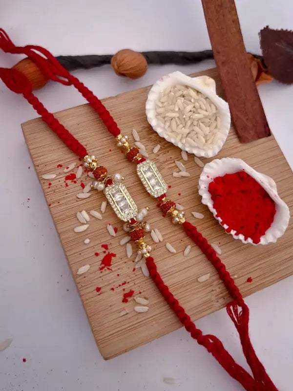 Premium Gold-Plated Designer Red Thred  Rakhi