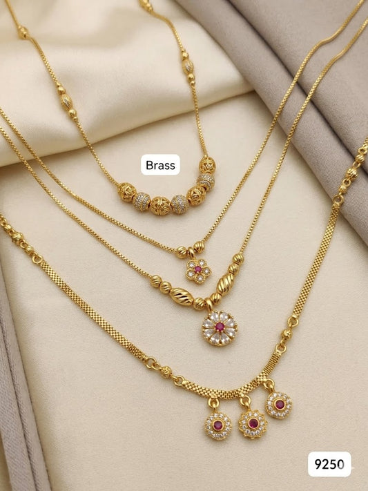 Premium Gold Plated Layered Daily Wear 18 inches chain Combo Set for Women