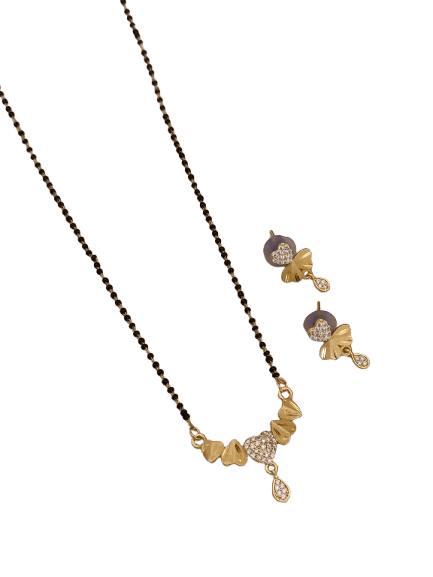 Forming Ad Diamond High Gold Plated Heart Mangalsutra   3 Months Guarantee