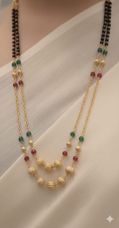 Micro Gold Plated Ad Diamond Studded Fancy Mangalsutra With Hand Mangalsutra