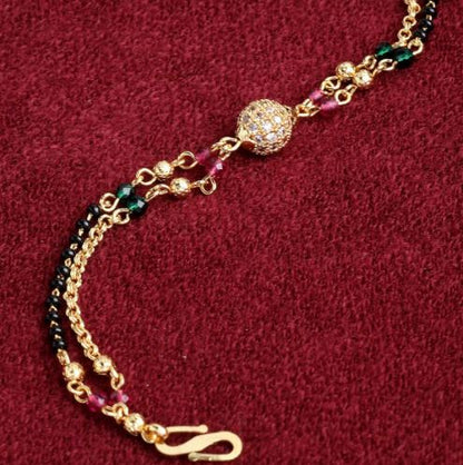 Micro Gold Plated Ad Diamond Studded Fancy Mangalsutra With Hand Mangalsutra