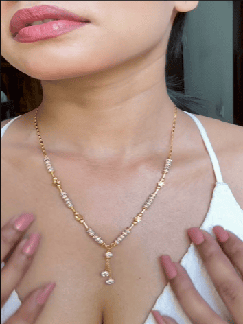 New Designer High Gold Plated Ad Diamond Studded Fancy Star Mangalsutra