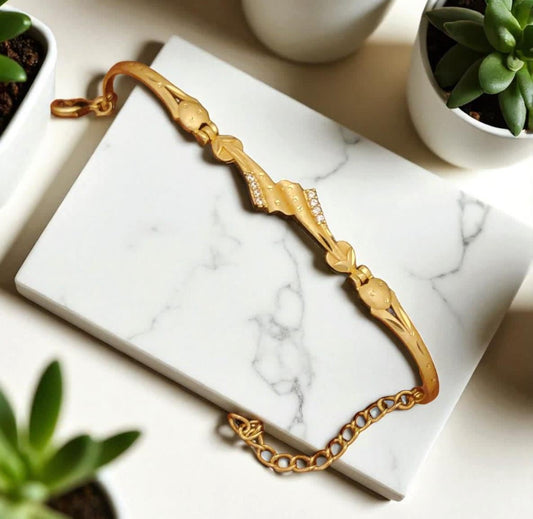 Gold Plated Ad Diamond Studded Fancy Forming Bracelet
