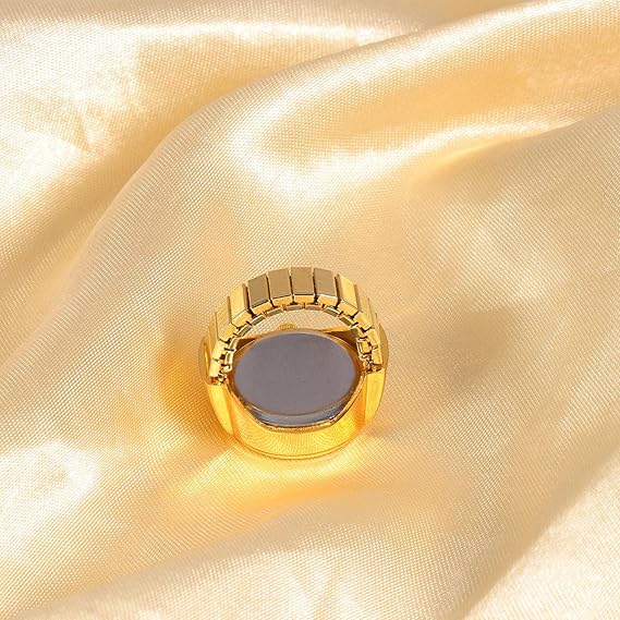 Stylish Gold Plated Quartz Adjustable Ring Watch For Men & Women