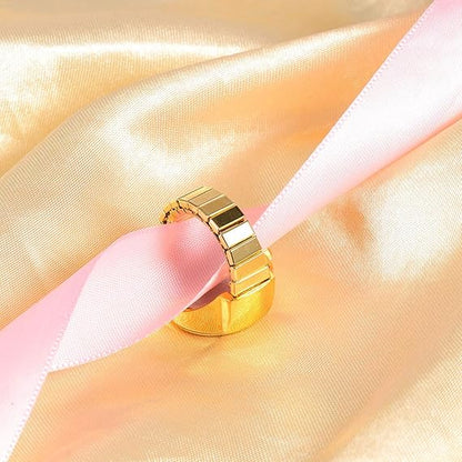Stylish Gold Plated Quartz Adjustable Ring Watch For Men & Women