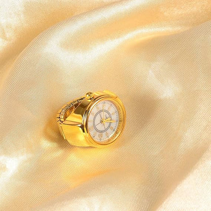 Stylish Gold Plated Quartz Adjustable Ring Watch For Men & Women