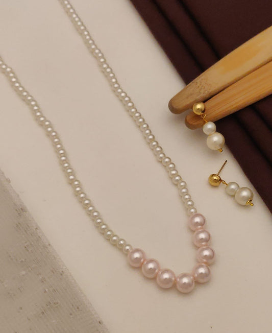 Trendy design real pearl necklace with earring