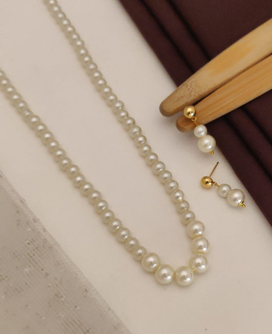 Trendy designer white rael pearl mala with earring