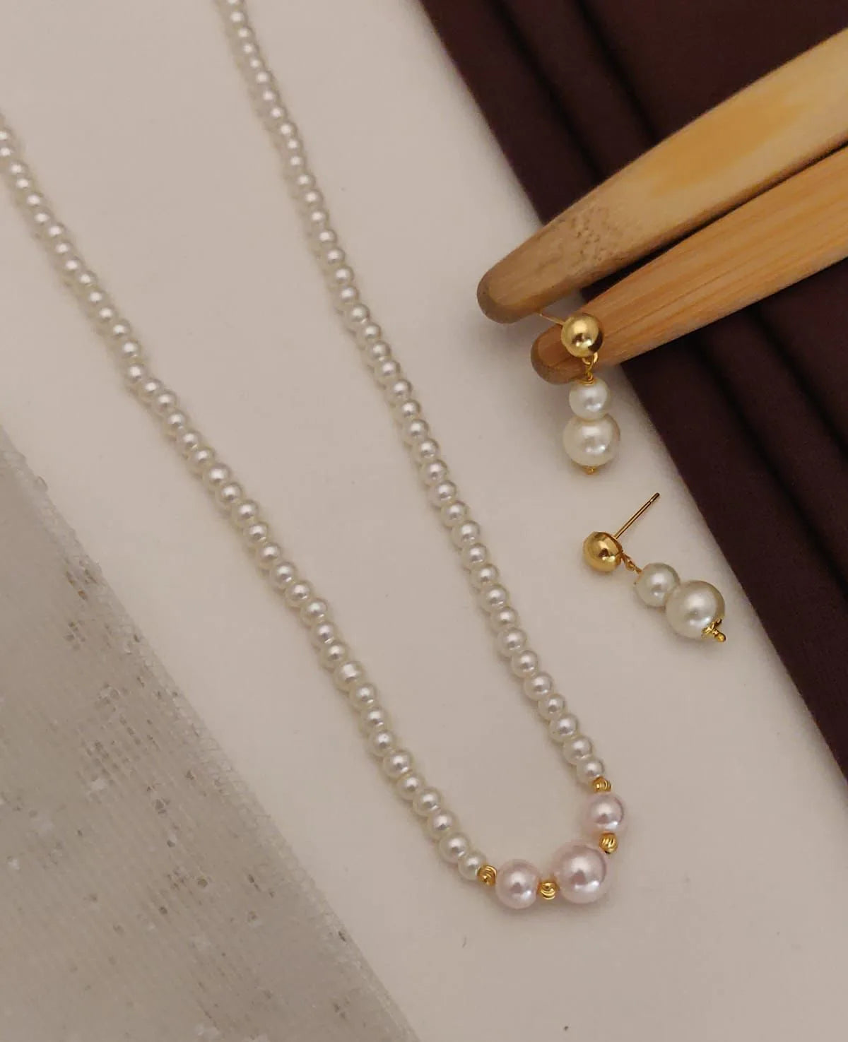 Trendy designs long real pearl ala wih earring