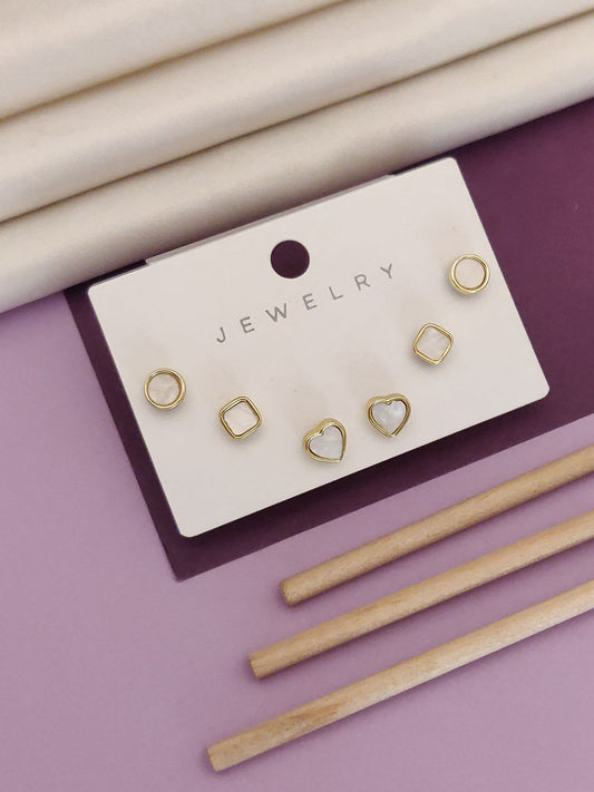 Western Wear Beautiful Gold Plated Stainless Steel Stunning Earrings Combo ( 3 Pair ) 3 Month Guarantee