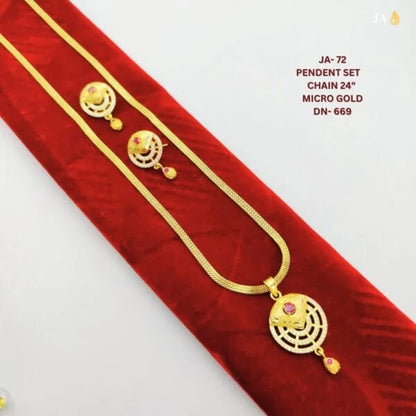 High Gold Plated Ad Diamond Studed Fancy Roud Design Pendent Chain With Ring