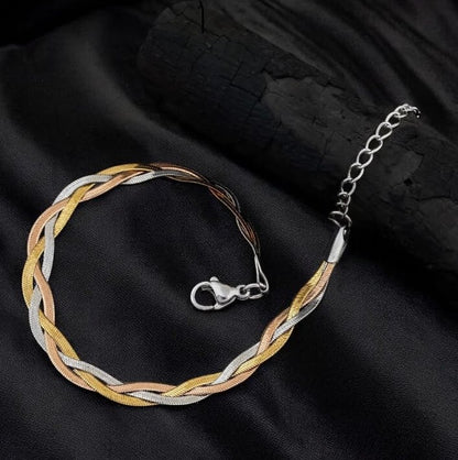 3 Tone Rose Gold ,Gold, Silver Plated Stainless Steel Western Wear Bracelet