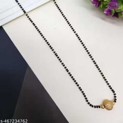 Designer High Gold Plated Ad Diamond Studded Fancy Ball Mangalsutra
