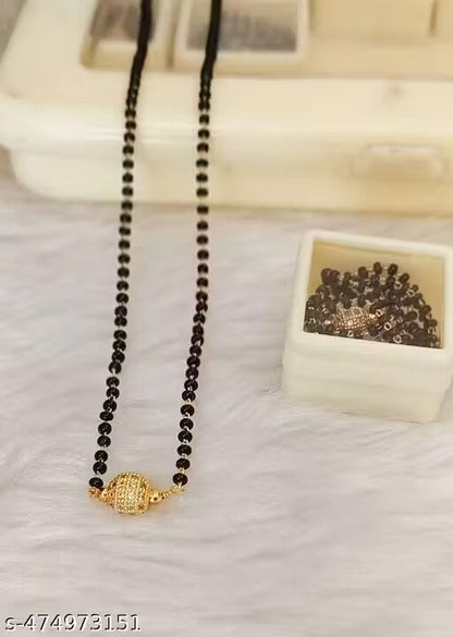 Designer High Gold Plated Ad Diamond Studded Fancy Ball Mangalsutra