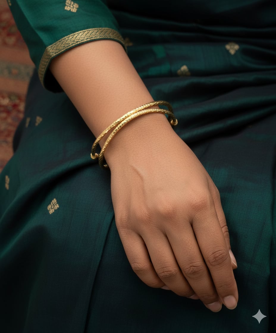 Elegant High Gold Plated Textured Designer Adjustable Kadli Bangles – Set Of 2