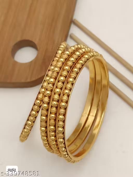 High Gold Plated Daily Wear 4 Pacs Fancy Ball Bangle