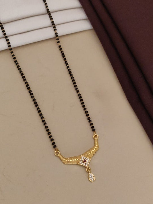 Forming Ad Diamond High Gold Plated Square Mangalsutra   3 Months Guarantee