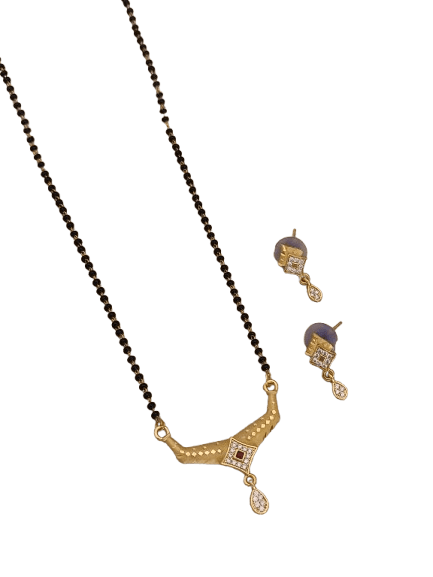 Forming Ad Diamond High Gold Plated Square Mangalsutra   3 Months Guarantee