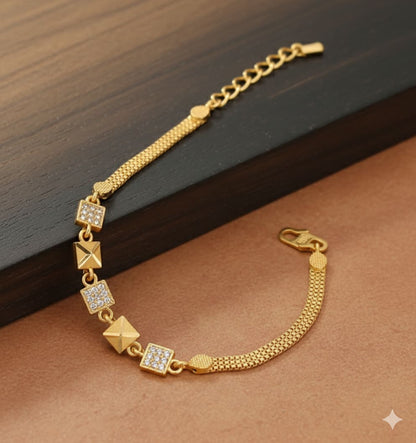 Micro Gold Plated Forming Ad Diamond Square Bracelet