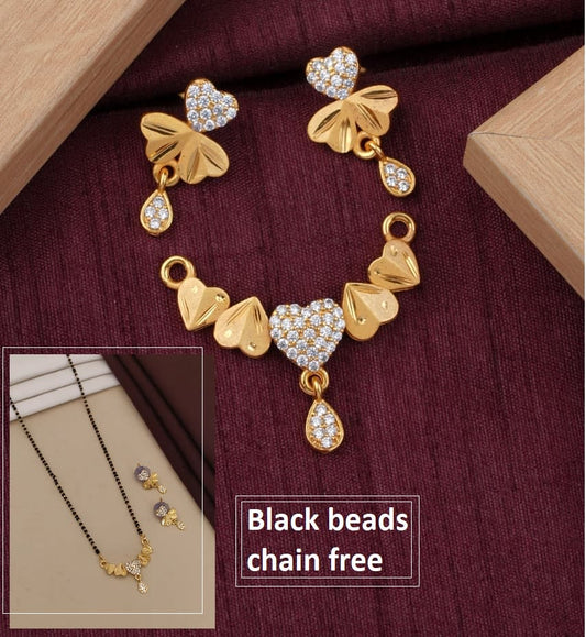 Elegant Floral Design Micro Gold Plated Ad Pendant Set