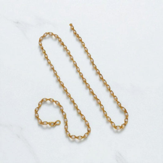 Designer High Gold Plated Pearl Drop Fancy Long Chain