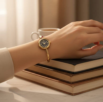 High Gold Plated Ruby Stone Adjustable Watch For Women