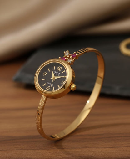 High Gold Plated Ruby Stone Adjustable Watch For Women
